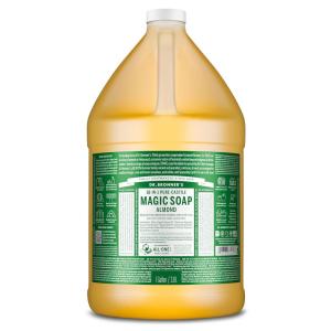 Dr. Bronner’s Pure-Castile Magic Liquid Soap (Almond, 16 Ounce, 2-Pack)- Made with Regenerative Organic Certified Oils, 18-in1 Uses: Face, Hair, Hand & Body Soap, Laundry, Pets- Concentrated, Vegan(128 Fl Oz (Pack of 1))