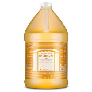 Dr. Bronner’s Pure-Castile Magic Liquid Soap (Citrus, 16 Ounce, 2-Pack)- Made with Regenerative Organic Certified Oils, 18-in1 Uses: Face, Hair, Hand & Body Soap, Laundry, Pets- Concentrated, Vegan(128 Fl Oz (Pack of 1))