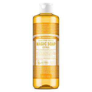 Dr. Bronner’s Pure-Castile Magic Liquid Soap (Citrus, 16 Ounce, 2-Pack)- Made with Regenerative Organic Certified Oils, 18-in1 Uses: Face, Hair, Hand & Body Soap, Laundry, Pets- Concentrated, Vegan(16 Fl Oz (Pack of 1))