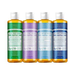 Dr. Bronner’s Pure-Castile Magic Liquid Soap Made with Regenerative Organic Oils, Vegan, Concentrated, Body Wash- For Face, Hair, Laundry – 32oz Variety 3-Pack (Peppermint, Baby Unscented, Lavender)(Peppermint  Lavender  Almond & Baby Unscented)