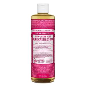 Dr. Bronner’s Pure-Castile Magic Liquid Soap (Rose, 32 Ounce, 2-Pack)- Made with Regenerative Organic Certified Oils, 18-in1 Uses: Face, Hair, Hand & Body Soap, Laundry, Pets- Concentrated, Vegan(16 Fl Oz (Pack of 1))
