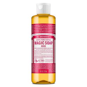 Dr. Bronner’s Pure-Castile Magic Liquid Soap (Rose, 32 Ounce, 2-Pack)- Made with Regenerative Organic Certified Oils, 18-in1 Uses: Face, Hair, Hand & Body Soap, Laundry, Pets- Concentrated, Vegan(8 Fl Oz (Pack of 1))