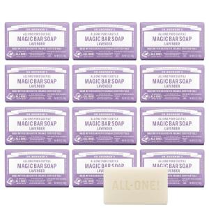 Dr. Bronner’s Pure-Castile Magic Soap Bars (Lavender, 5 oz, 6-Pack)- Bath Soap with Regenerative Organic Certified Oils- For Face, Body & Hair – Gentle, Biodegradable, Vegan- Bar Soaps for Men & Women(5 Ounce (Pack of 12))