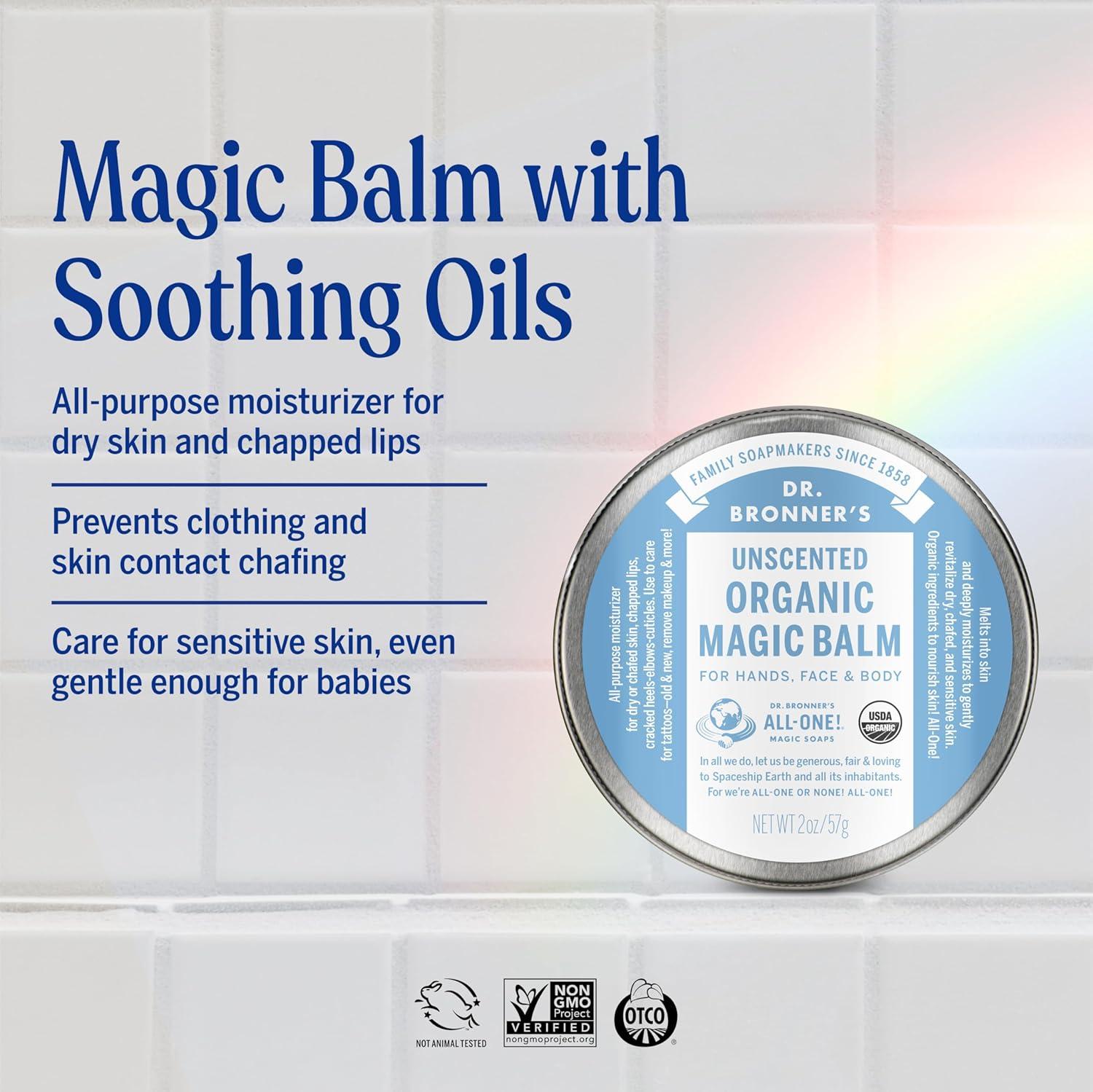 image:imageDr Bronners Organic Magic Balm 2 oz Variety Pack ArnicaMenthol amp Baby Unscented Made with Organic Beeswax amp Hemp Oil Moisturizes and Soothes Hands Face amp Body 2 CountBaby Unscented