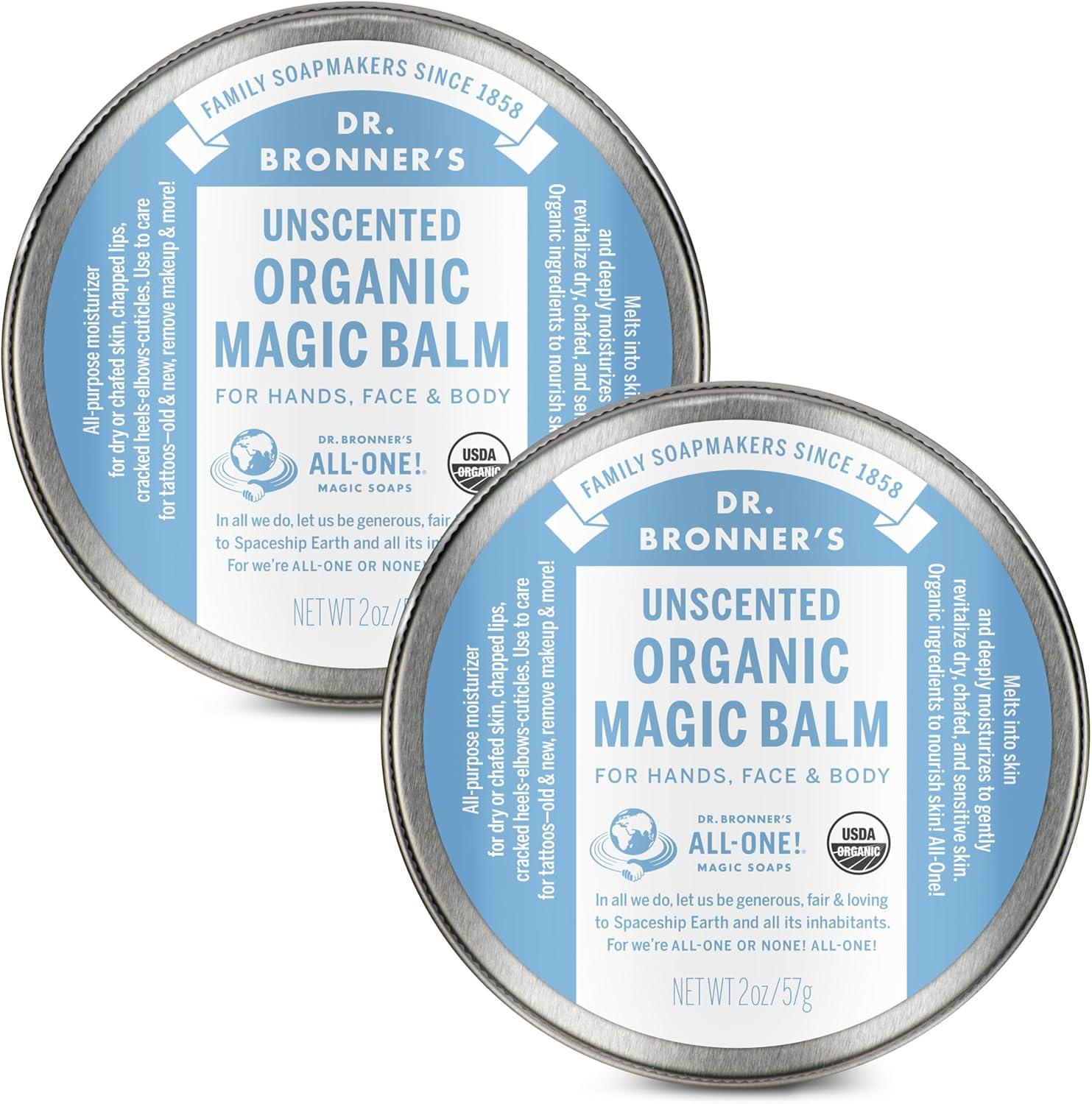 image:imageDr Bronners Organic Magic Balm 2 oz Variety Pack ArnicaMenthol amp Baby Unscented Made with Organic Beeswax amp Hemp Oil Moisturizes and Soothes Hands Face amp Body 2 CountBaby Unscented