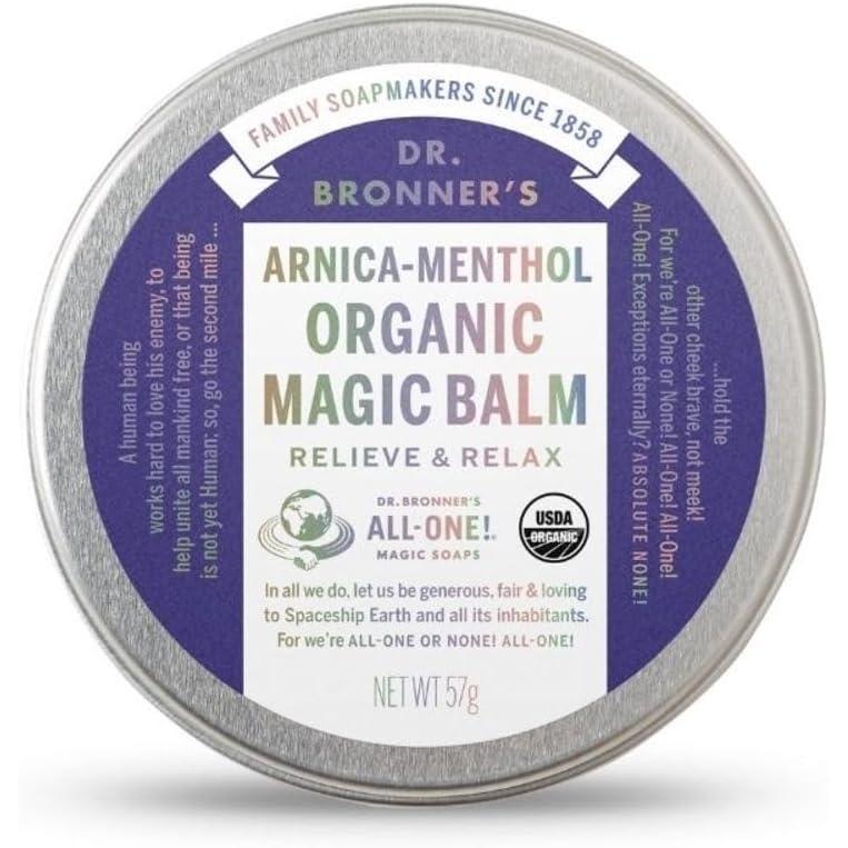 image:imageDr Bronners Organic Magic Balm 2 oz Variety Pack ArnicaMenthol amp Baby Unscented Made with Organic Beeswax amp Hemp Oil Moisturizes and Soothes Hands Face amp Body 2 CountArnicaMenthol