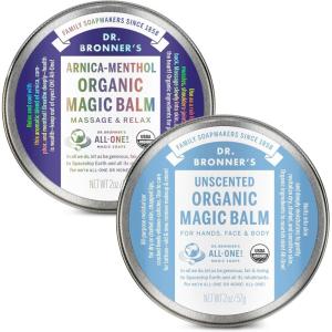 Dr. Bronner’s – Organic Magic Balm (2 oz Variety Pack) Arnica-Menthol & Baby Unscented – Made with Organic Beeswax & Hemp Oil, Moisturizes and Soothes Hands, Face & Body | 2 Count(Arnica-Menthol & Baby Unscented)