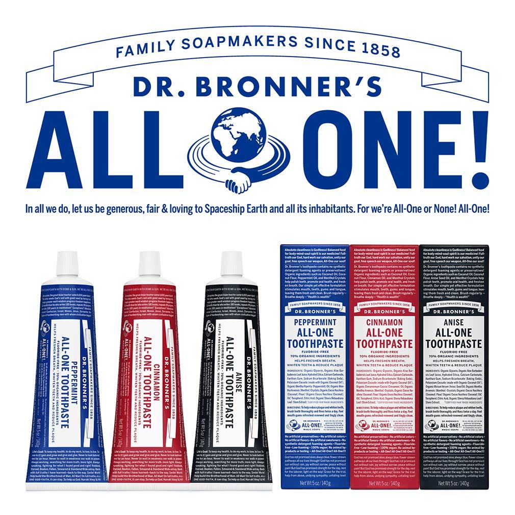 image:imageDr Bronners AllOne Toothpaste Spearmint 5 oz 1Pack FluorideFree Toothpaste for Adults SLSFree 70 Organic amp Natural Ingredients Vegan Helps Freshen Breath Reduce Plaque Whiten TeethPeppermint