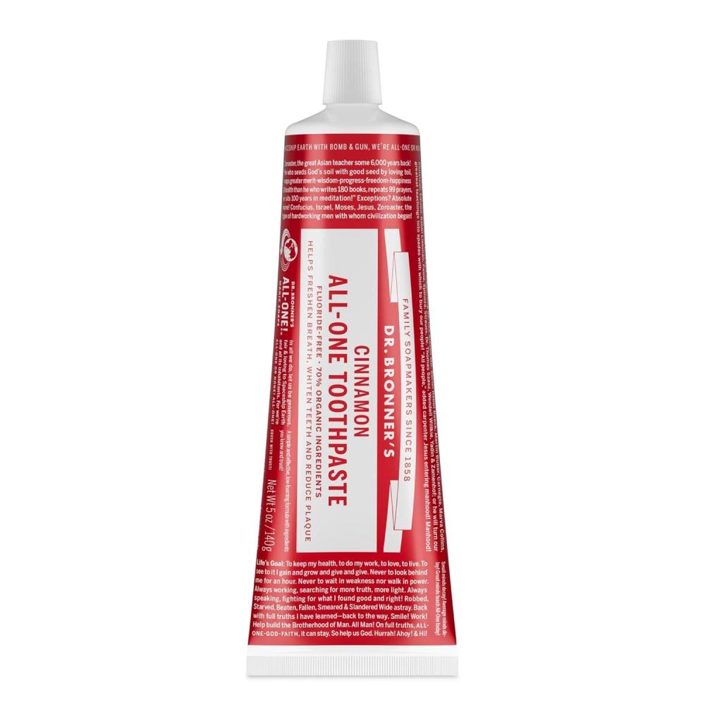 image:imageDr Bronners AllOne Toothpaste Spearmint 5 oz 1Pack FluorideFree Toothpaste for Adults SLSFree 70 Organic amp Natural Ingredients Vegan Helps Freshen Breath Reduce Plaque Whiten TeethCinnamon