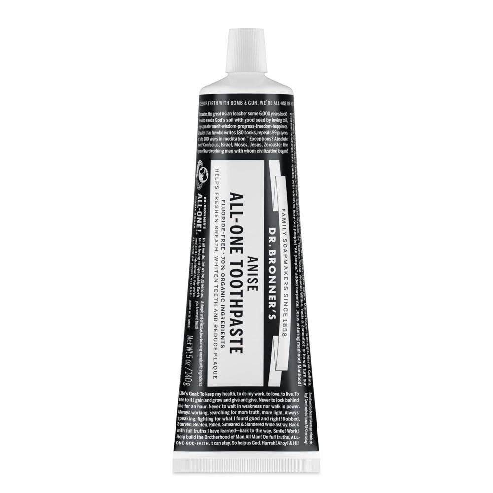 image:imageDr Bronners AllOne Toothpaste Spearmint 5 oz 1Pack FluorideFree Toothpaste for Adults SLSFree 70 Organic amp Natural Ingredients Vegan Helps Freshen Breath Reduce Plaque Whiten TeethAnise