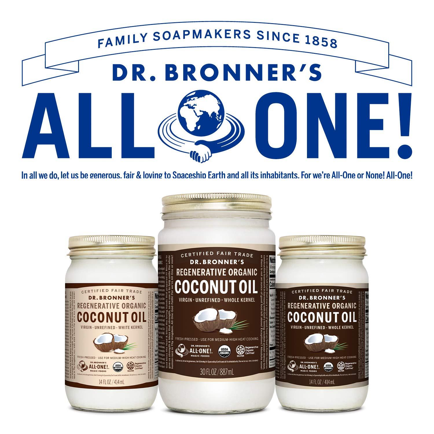 image:imageDr Bronners Organic Virgin Coconut Oil Whole Kernel 14 Ounce Coconut Oil for Cooking Baking Hair amp Body Unrefined amp FreshPressed Rich amp Nutty Flavor Fair Trade Vegan NonGMO14 Fl Oz Pack of 1