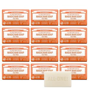 Dr. Bronner’s Pure-Castile Magic Bar Soaps – Made with Regenerative Organic Certified Oils – For Face, Body, Hair- Vegan Soap Bars for Men & Women – Tea Tree, 2 pack, 5 oz(5 Ounce (Pack of 12))