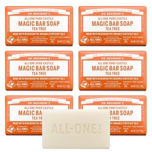 Dr. Bronner’s Pure-Castile Magic Bar Soaps – Made with Regenerative Organic Certified Oils – For Face, Body, Hair- Vegan Soap Bars for Men & Women – Tea Tree, 2 pack, 5 oz(5 Ounce (Pack of 6))
