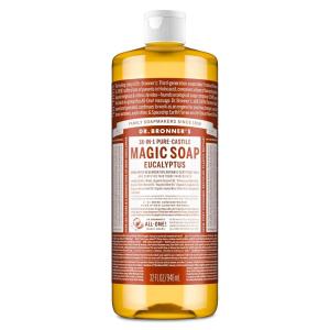 Dr. Bronner’s Pure-Castile Magic Soap Liquid (Eucalyptus, 32 Ounce) – Made with Regenerative Organic Certified Oils, 18-in-1 Uses: Face, Body, Hair, Laundry, Pets and Dishes, Concentrated, Vegan