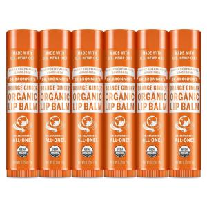 Dr. Bronner’s Organic Lip Balm 6-Pack (.15oz, 6-Pack) Natural, Moisturizing, Petroleum-Free Lip Balm with Beeswax & Avocado Oil for Dry Lips, Men & Women – Cherry Blossom(Orange Ginger)