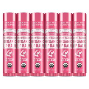Dr. Bronner’s Organic Lip Balm 6-Pack (.15oz, 6-Pack) Natural, Moisturizing, Petroleum-Free Lip Balm with Beeswax & Avocado Oil for Dry Lips, Men & Women – Cherry Blossom(Cherry Blossom)