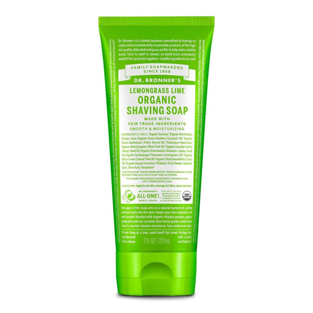image:imageDr Bronners Organic Shaving Soap Tea Tree 7 Ounce Certified Organic Sugar and Shikakai Powder Soothes and Moisturizes for Close Comfortable Shave Use on Face Underarms and LegsLemongrass
